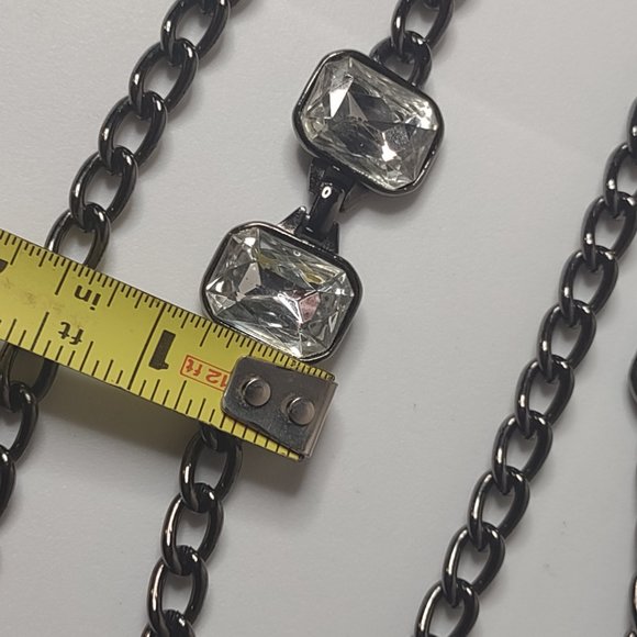 Heavy Metal And Glass Black Chain Necklace 30 Inches - Picture 10 of 14